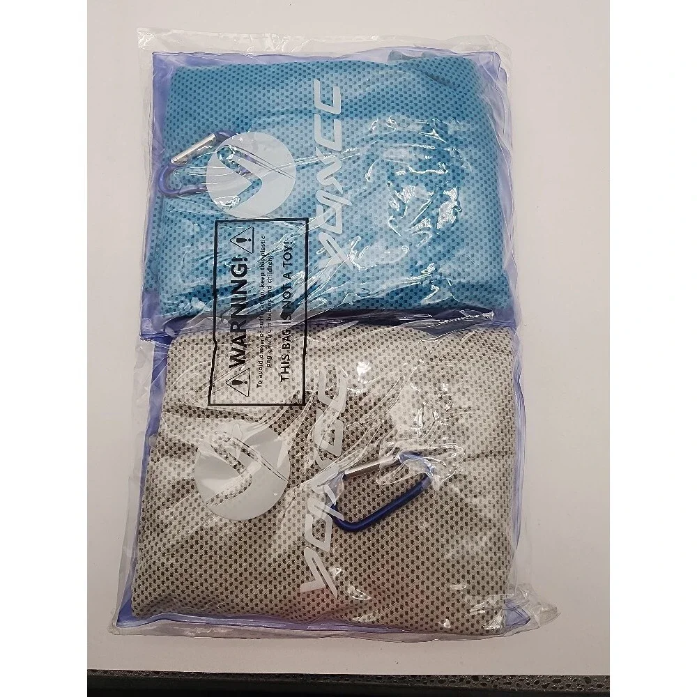 4 Pack Cooling Towels 40x12 - Light Blue & Gray Microfiber Ice Cool Towel